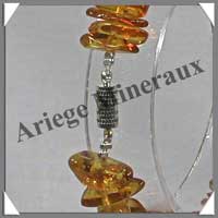 AMBRE Caramel Clair - Bracelet Baroque - Fermoir Argent� - CCAR