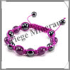 AMETHYSTE et HEMATITE - Bracelet Shamballa - 11 Perles de 10 mm - Macram Violet - A Inde