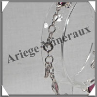 GRENAT Cristallis - Bracelet Argent - 10 Cabochons - 19 cm - P002
