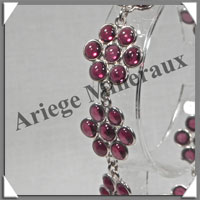 GRENAT Cristallis - Bracelet Argent - 9 Roses de 7 Cabochons - 22 cm - P005