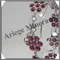 GRENAT Cristallis - Bracelet Argent - 9 Roses de 7 Cabochons - 22 cm - P005