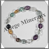 MELANGE de MINERAUX - Bracelet Argent - Perles Ovales - 20 cm - 103 grammes - W007