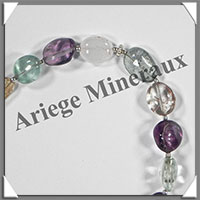 MELANGE de MINERAUX - Bracelet Argent - Perles Ovales - 20 cm - 103 grammes - W007