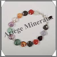 MELANGE de MINERAUX - Bracelet Argent - Coeurs Facets - 17 cm - 8,8 grammes - W010