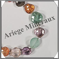 MELANGE de MINERAUX - Bracelet Argent - Coeurs Facets - 17 cm - 8,8 grammes - W010
