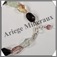 MELANGE de MINERAUX - Bracelet Argent - Perles Free Form Facetes - 18 cm - 12,5 grammes - W012