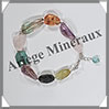 MELANGE de MINERAUX - Bracelet Argent - Nuggets Facets - 17 cm - 14,0 grammes - W017 Inde