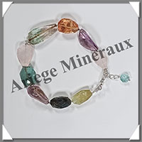 MELANGE de MINERAUX - Bracelet Argent - Nuggets Facets - 17 cm - 14,0 grammes - W017