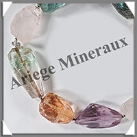 MELANGE de MINERAUX - Bracelet Argent - Nuggets Facets - 17 cm - 14,0 grammes - W017