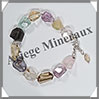 MELANGE de MINERAUX - Bracelet Argent - Nuggets Facets - 17 cm - 11,1 grammes - W018 Inde