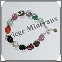 MELANGE de MINERAUX - Bracelet Argent - Perles Free Form Polies - 17 cm - 7,7 grammes - W019