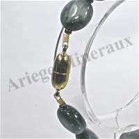 CYMOPHANE ou OEIL DE CHAT - Bracelet Compos� : Disques 12 mm - 20 cm - C001