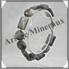 CYMOPHANE ou OEIL DE CHAT - Bracelet Compos - Disques et Rectangles - 19 cm - C010 Brsil