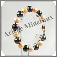 PERLES NOIRES et ROSES - Bracelet Perles de 8  10 mm  - NB