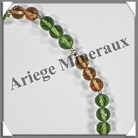 PERIDOT et CITRINE - Bracelet Argent - Perles Facetes - 19 cm - 73 grammes - W001