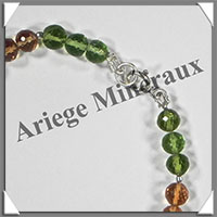 PERIDOT et CITRINE - Bracelet Argent - Perles Facetes - 19 cm - 73 grammes - W001