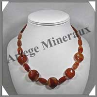 AGATE du BRESIL - Collier Compos� 5 Disques 20 mm et Ovales 18 mm - 47 cm - C001