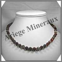 AGATE DRAPEE - Collier Perles Facetes 8 mm - 46 cm - C011