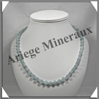 AIGUE MARINE - Collier Perles 8 mm - 50 cm - M001