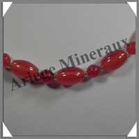 CORNALINE - Collier Compos� Olives 8x12 mm et Perles de 6 mm - 47 cm - M004