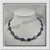 CYANITE - Collier Compos� : Ovales 11x15 mm et Disques 6 mm - 46 cm - C009