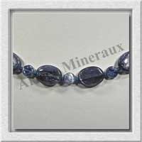 CYANITE - Collier Compos� : Ovales 11x15 mm et Disques 6 mm - 46 cm - C009