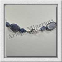 CYANITE - Collier Compos� : Ovales 11x15 mm et Disques 6 mm - 46 cm - C009