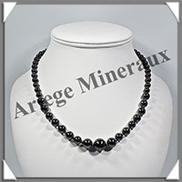 HEMATITE Magntique - Collier Perles 4  12 mm en dgrad - 43 cm - M001