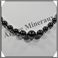 HEMATITE Magntique - Collier Perles 4  12 mm en dgrad - 43 cm - M001