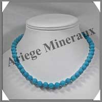 HOWLITE TURQUOISE (Color�e) - Collier Perles 8 mm - 45 cm - M001