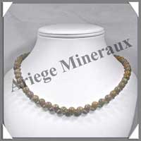 JASPE LEOPARD - Collier Perles 8 mm - 49 cm - M002