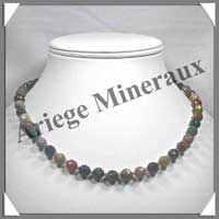 JASPE OCEAN - Collier Perles Facet�es 8 mm - 46 cm - A011