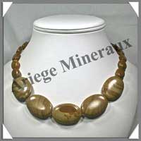 JASPE PAYSAGE - Collier Compos� 5 Ovales 25x30 et 12x16 mm - 47 cm - M006