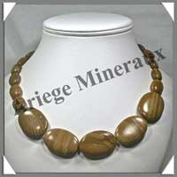 JASPE PAYSAGE - Collier Compos� 5 Ovales 25x30 et 12x16 mm - 49 cm - M007