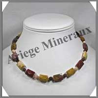 MOKAITE - Collier Compos� Rectangles Facet�s et Perles 6 mm Altern�s - 42 cm - C015