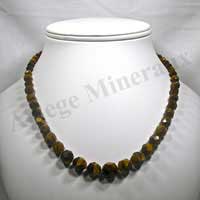 OEIL DE TIGRE - Collier Perles Facet�es 4 � 12 mm - 45 cm - A001