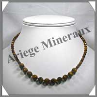 OEIL DE TIGRE - Collier Perles Facet�es 4 � 8 mm - 43 cm - A001
