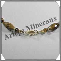 OEIL DE TIGRE - Collier Compos� : Olives Facet�es 8x12 mm et Cubes 4 mm Altern�s - 43 cm - C001
