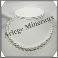 PERLES BLANCHES - Collier Perles 9 mm - 43 cm - N001