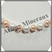 PERLES ROSES et BLANCHES intercales - Collier Perles 11 mm - 45 cm - N001