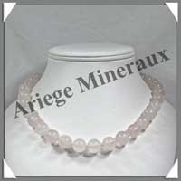 QUARTZ ROSE - Collier Perles 12 mm - 43 cm - M002