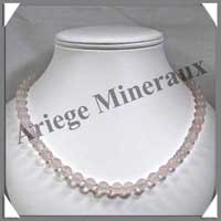QUARTZ ROSE - Collier Perles 8 mm - 50 cm - M001