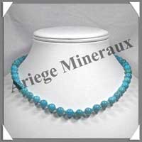 TURQUOISE V�ritable - Collier Perles 8 mm - 43 cm - A001