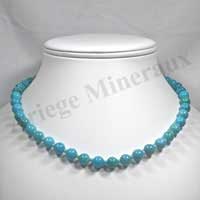 TURQUOISE V�ritable - Collier Perles 8 mm - 43 cm - A001