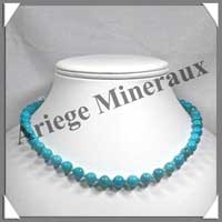 TURQUOISE V�ritable - Collier Perles 8 mm - 43 cm - A002