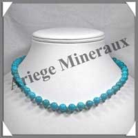 TURQUOISE V�ritable - Collier Perles 8 mm - 43 cm - A004