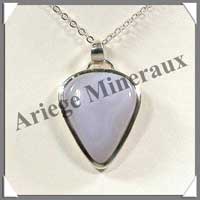 (w:200g)CALCEDOINE BLEUE - Pendentif Argent - 35 mm - C001