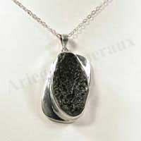 (w:200g)MOLDAVITE - Pendentif Argent - 50 mm - C007