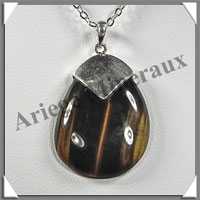 (w:200g)OEIL DE TIGRE - Pendentif Argent - 45 mm - C022