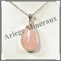 (w:200g)QUARTZ ROSE - Pendentif Argent - 45 mm - C003